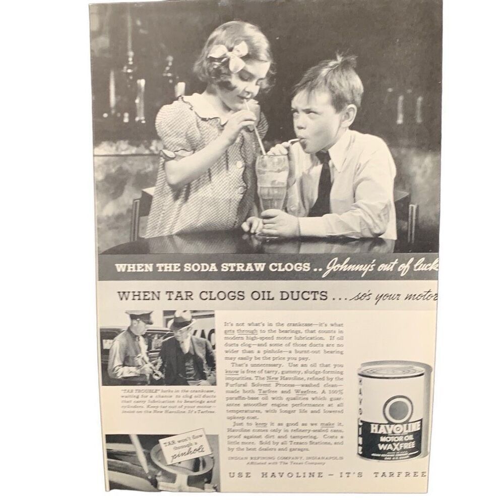 Vintage 1935 Havoline Johnnys Out Of Luck Ad Advertisement